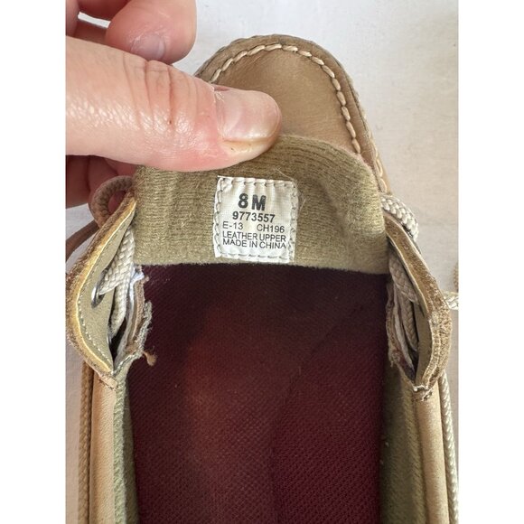 SPERRY Top Sider Beige Boat Shoes with Pastel Plaid TrIm Women's Size 8M EUC - Picture 6 of 7